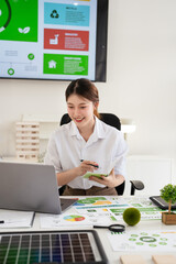 People in Modern corporate work on renewable energy to representing ESG Enviromental, Social,...