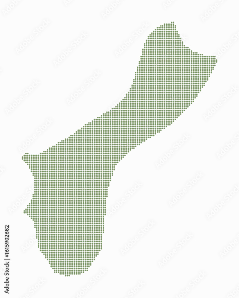 Poster guam dotted map. digital style map of the country on white background. guam shape with circle dots. 