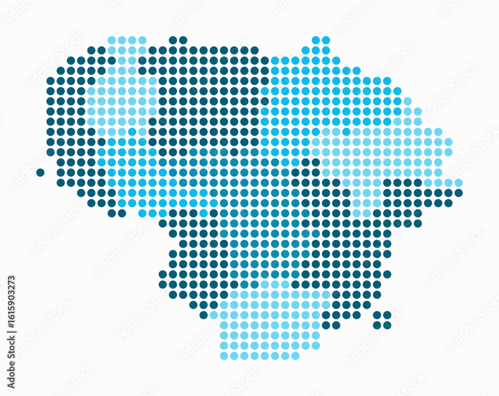 Poster lithuania dotted map. digital style map of the country on white background. lithuania shape with cir