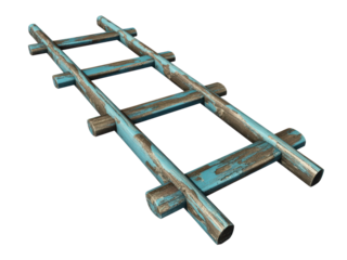 Old rustic wooden ladder isolated on white