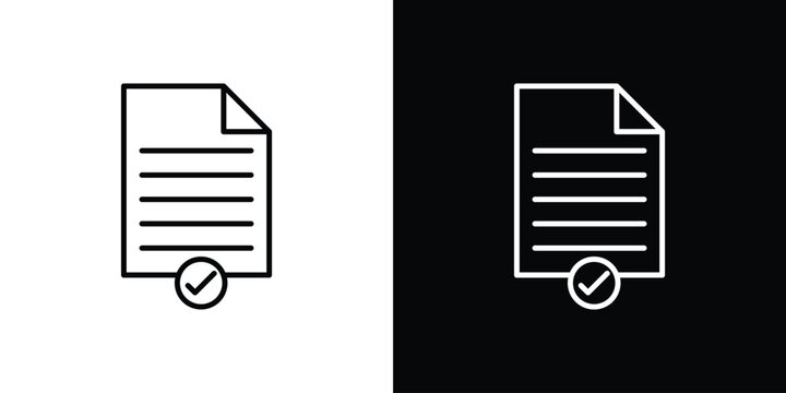 Accept document icon. Minimalist vector design. Editable stroke. EPS10
