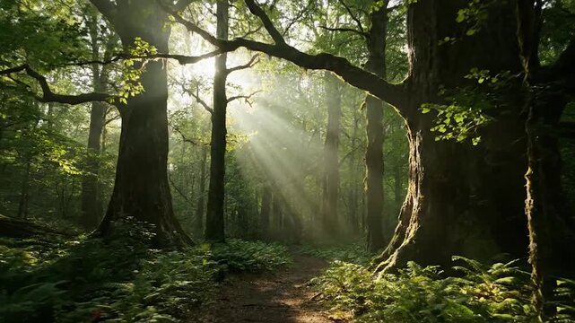 Sunbeams in Mystic Forest