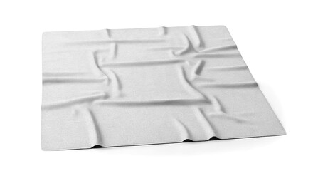 Crumpled White Square Fabric Blanket Mockup on Isolated Background