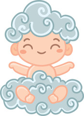 Cute Baby Sitting on Cloud