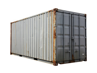 Old rusty shipping container isolated on white
