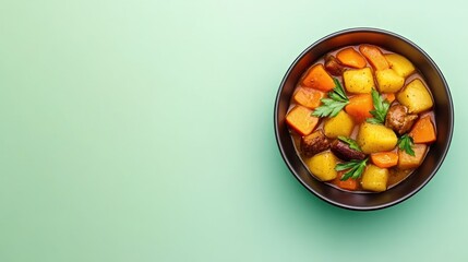 Hearty stew in bowl