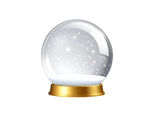  Floating Snow Globe with Magic Glow and Sparkles, isolated on a transparent background.
