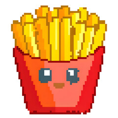 Obraz premium Pixelated french fries character isolated on a transparent background