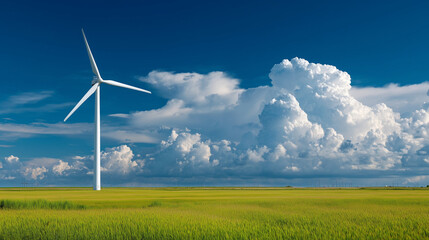 Obraz premium A modern wind turbine in green field