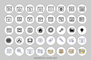 Web design and internet editable icon set. Vector illustration of web design, internet, content, SEO, hosting, blog, homepage, e-commerce and more.
