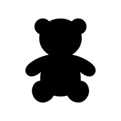 Teddy bear silhouette vector flat illustration on white background.