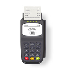 payment terminal machine credit card electronic wireless reader for purchases illustration contactless technology transactions background