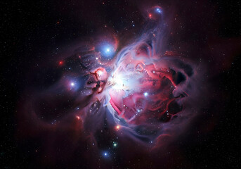 Radiant Cosmic Cloudscape with Bright Stars and Interstellar Gas and Dust - Deep Space Nebula