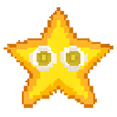 Obraz premium Pixelated star character isolated on a transparent background