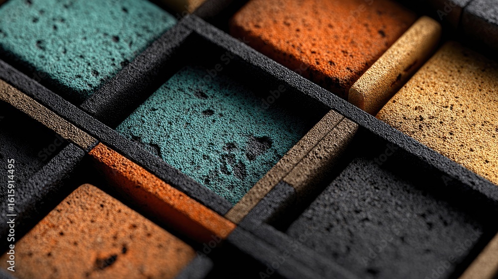 Aufkleber close-up of colorful square blocks in a grid pattern
