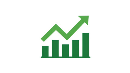 Positive Growth Trend Indicated by Green Upward Arrow on Bar Chart Representing Business Success and Financial Growth