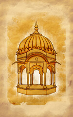 Ornate Sandstone Chhatri  Dome Structure