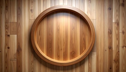 Circular wooden frame on a wood wall
