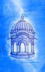  Sketch Of Dome Ancient chhatri Rajasthan 