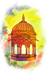 hand painted Ancient chhatri architecture Rajasthan 