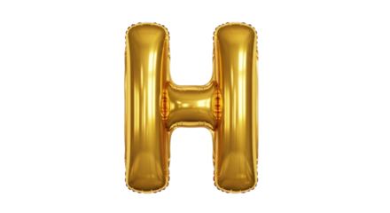 Golden letter h balloon isolated on transparent background