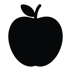 Simple Apple Silhouette on White Background Fresh Fruit Nutrition and Healthy Eating Concept Design Element for Education or Graphic Design
