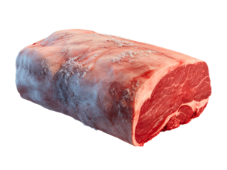Frozen raw beef meat block isolated
