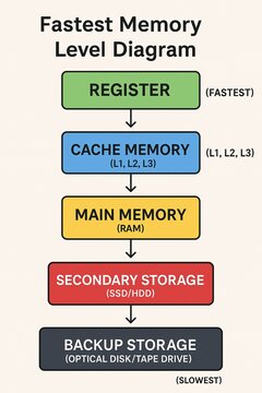 Fastest Memory Level Diagram &ndash; Register to Backup Storage | Computer Memory Hierarchy