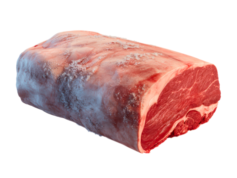 Frozen raw beef meat block isolated
