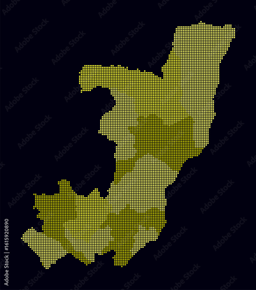 Poster republic of the congo dotted map. digital style map of the country on dark background. republic of t