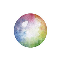 Watercolor water transparent bubble rainbow ball bright multicolored circle hand drawn spheres art with glare
