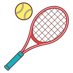 Tennis racket and ball on white background