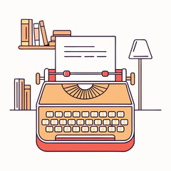 Typewriter keys paper office writing retro flat design