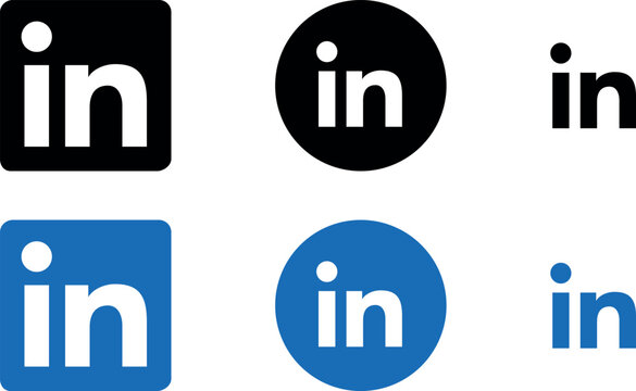 Linkedin logo icon set. Linkedin vector logo. Linkedin vector icon. Linkedin editorial. Linkedin set of social media logos.