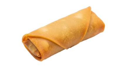 Golden fried egg roll appetizer isolated on transparent background