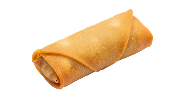 Golden fried egg roll appetizer isolated on transparent background