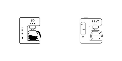 Smart coffee maker icon design with carafe and control panel minimalist line art