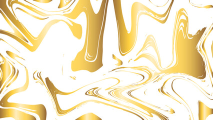 Abstract luxurious fluid background with golden metallic marbling blended with glossy white and deep bronze tones. Dynamic, wavy, and irregular swirling shapes, mimicking the texture of liquid gold.