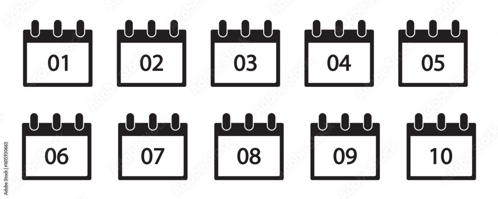 Poster black calendar icons showing dates and grid vector