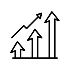 Red arrows moving up on a white background with a blue house icon illustrate a concept of growth and success in the real estate market