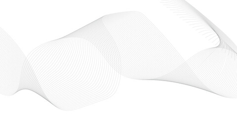 Abstract smooth wave on a white background. Dynamic sound wave flowing wave lines. Abstract background with silver waves for banner. Medium banner size. Vector background with lines. Vector eps10