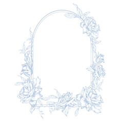 Vintage Toile de Jouy card with Blue flowers and Swallows.