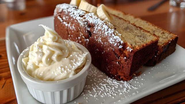 sweet banana bread with yummy butter