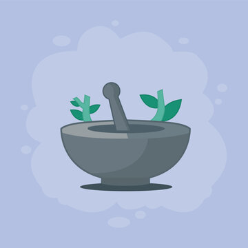 nature herb vintage logo vector minimalist illustration design, herb mortar logo design