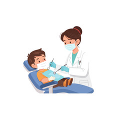 Obraz premium Dentist Checking Child's Teeth