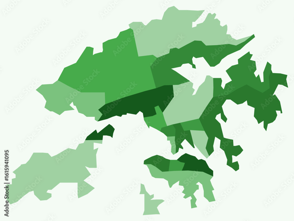 Poster map of hong kong with regions. just a simple country border map with region division. green color pa
