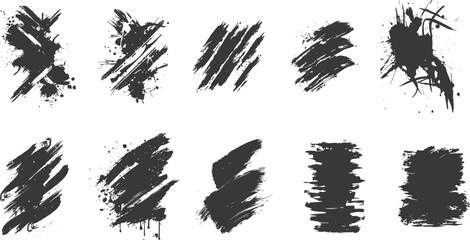 Set of Grungy Brush Strokes and Paint Splatters, perfect for Creative Graphic Design and Abstract Backgrounds