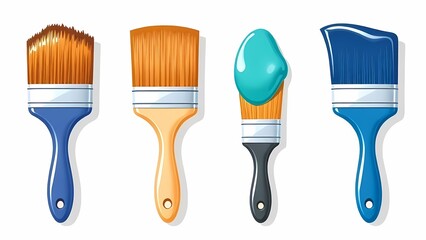 A versatile painting tool featuring bristles, a handle, and vibrant colors, perfect for art, craft, and home decorating, glossy illustartions