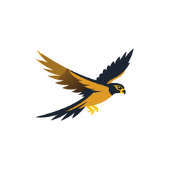 falcon mid flight with wings wide open