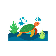 sea turtle swimming through coral reef